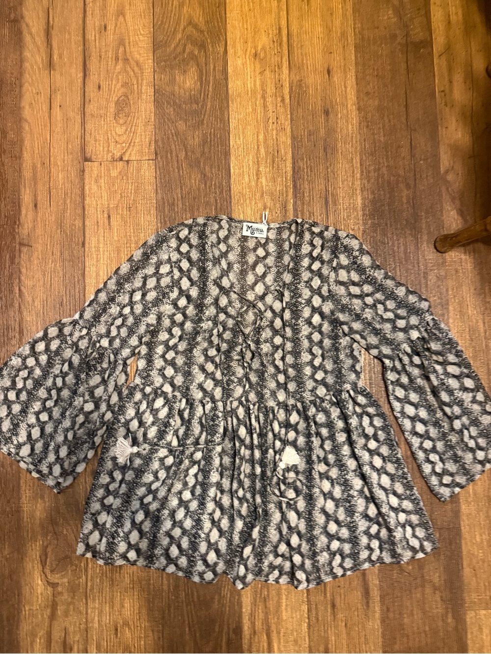 Show Me Your MuMu Lace-Up Boho Peasant Tunic bell sleeves